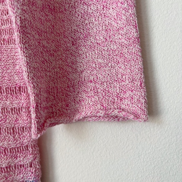 J. McLaughlin Open Knit Sweater Small Pink Linen Blend Pullover - Picture 4 of 8